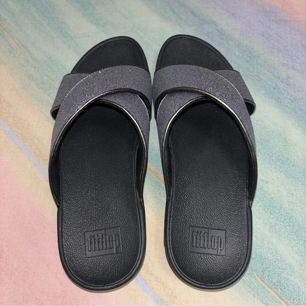 FitFlop Lulu Glitterdust Wedge Sandals size 9